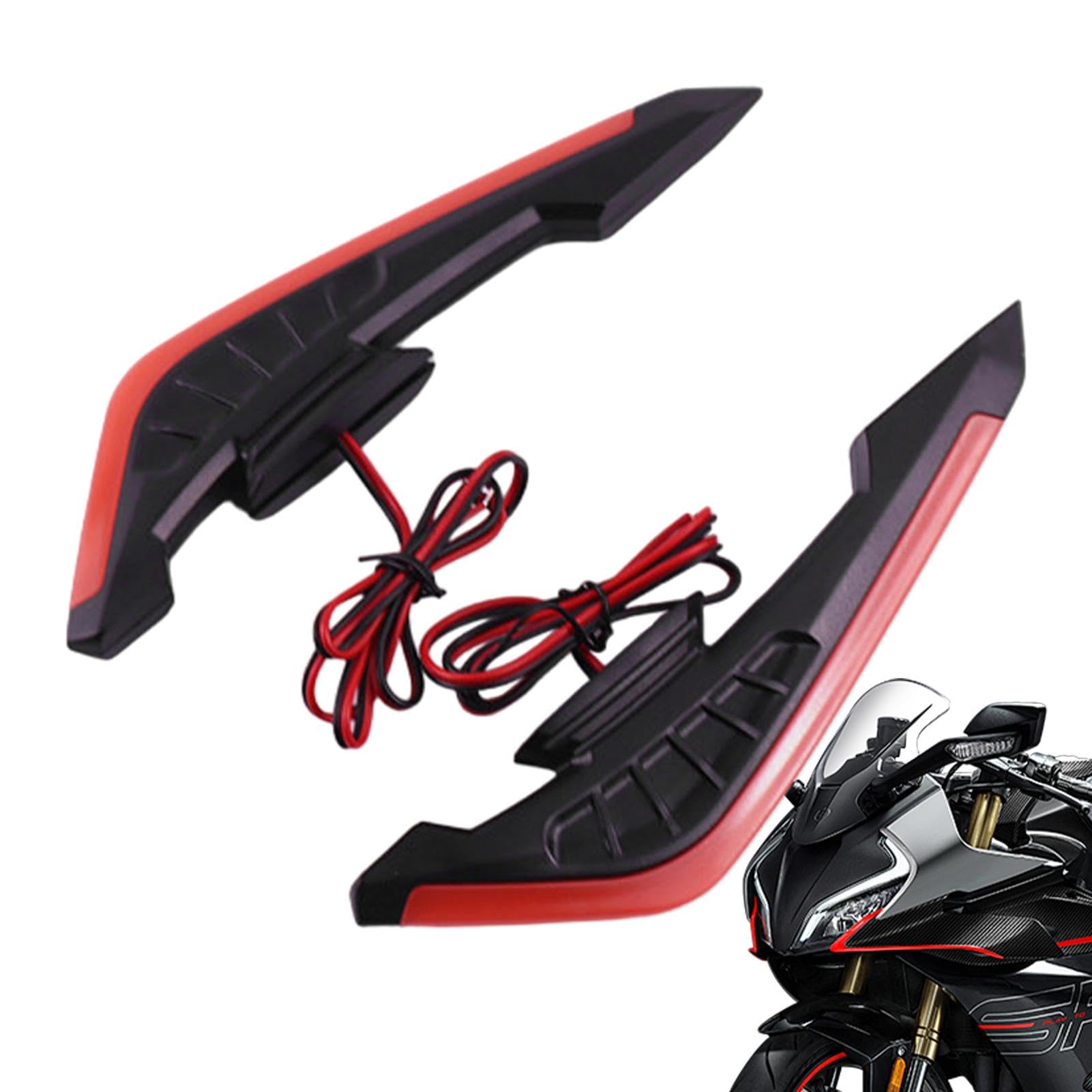 Motorrad Side Winglet Aerodynamischer Spoiler Flügel LED Motorrad Winglets Dynamische Flügel Aufkleber Elektrisches Zubehör Motorrad Modifikation Zubehör Hochleistungs-Winglet von zwxqe