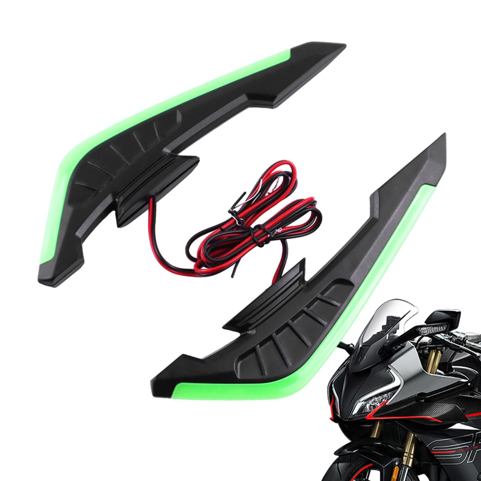 Motorrad Side Winglet Aerodynamischer Spoiler Flügel LED Motorrad Winglets Dynamische Flügel Aufkleber Elektrisches Zubehör Motorrad Modifikation Zubehör Hochleistungs-Winglet von zwxqe