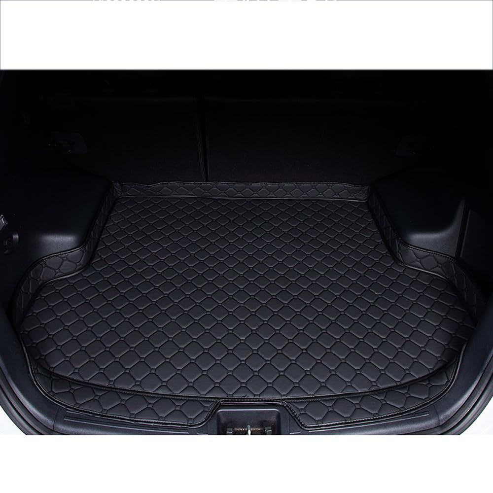 Leder Auto Kofferraummatte für VW T-ROC Crossover R-Line Cabriolet, Auto Leder Kofferraummatten High Sides Waterproof Leder Kofferraummatte Kofferraumwanne,Black von zxdzqkj