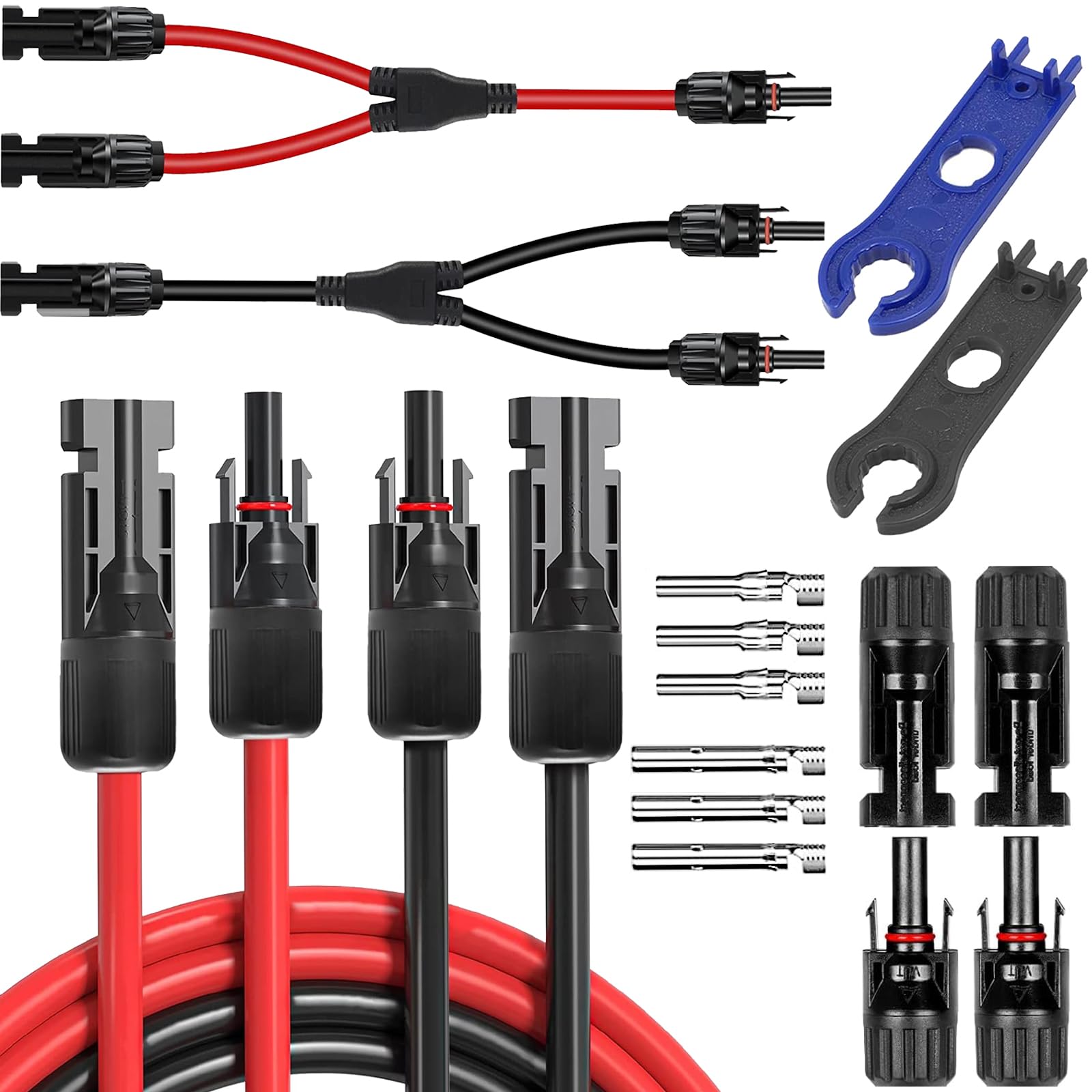 zycBernoi 2M X 2 Solarkabel Zubehör Set, 4MM² Solarkabel Verlängerungskabel, Solarkabel Y-Verteiler, PV Kabel, IP67 Photovoltaik Kabel mit Solarstecker von zycBernoi