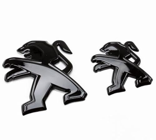 Auto-Logo-Emblem-Aufkleber für Peugeot 308/408/508/2008/3008/4008/5008, Stilvolle Vordere und Hintere Emblem Abzeichen Dekoration Auto Exterieur Dekoration Modifizierte Zubehör,Black von zzbFee